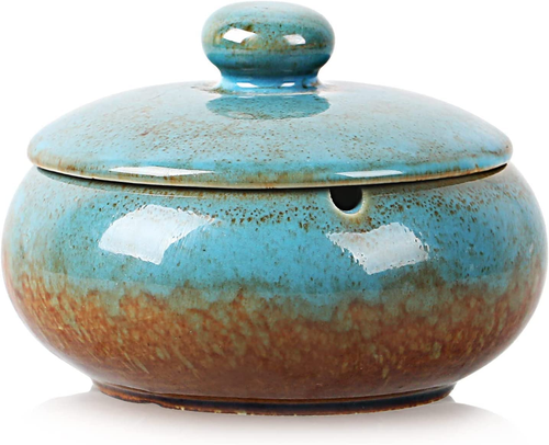 Ashtray, Outdoor Ash Tray for Patio with Lid, Windproof Ashtrays for Cigarettes, - Picture 10 of 12