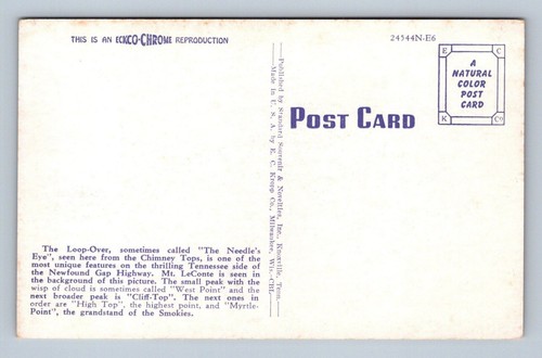 The Loop-Over Chimney Tops-The Great Smoky Mountains Postcard Unposted - Picture 2 of 2