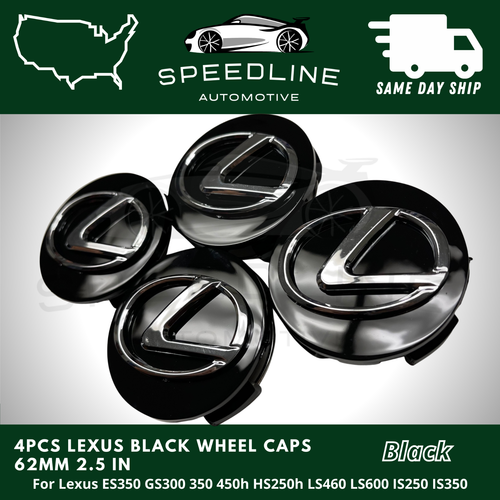 Set of 4 Black 62mm Wheel Center Hub Caps Hubcaps For 2006-2013 Lexus 4260330590 - Picture 1 of 2