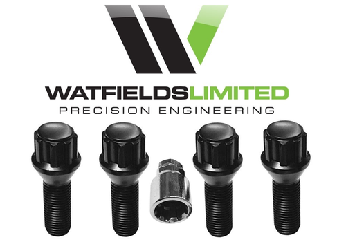 4 x M14x1.5 BLACK Locking Wheel Bolts Tapered Seat, 17/19mm Hex, 30mm Thread - Afbeelding 1 van 2