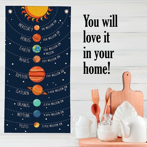 Solar System Scroll - Canvas Wall Scroll Art Poster - 16" x 32" - Picture 6 of 8