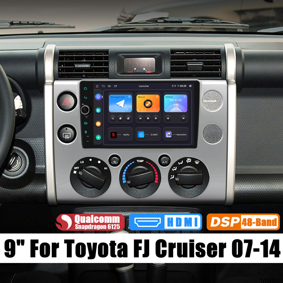 For 2007-2014 Toyota FJ Cruiser Plug & Play Head Unit 9 inch