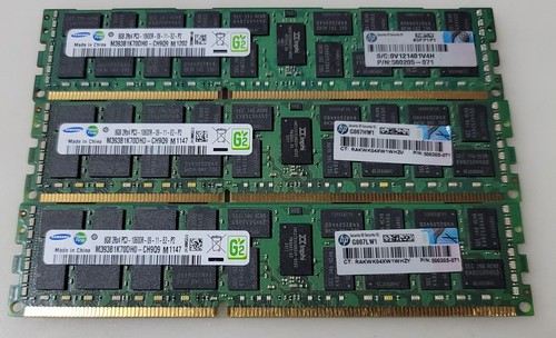Samsung 24GB 3X8GB M393B1K70DH0-CH9Q9 2RX4 PC3-10600R-9-11-E2  Server Memory - Picture 1 of 4