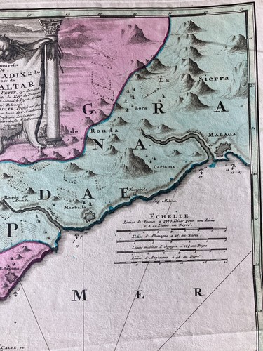 Antique original map Spain Gibraltar Ceuta Cadiz Marbella Britain Morocco 1730 - Picture 5 of 6
