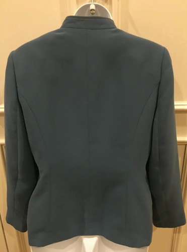 Worthington Petites Suit Jacket Blazer Size 8 Blue Full Zip Lined Side Pockets - Picture 4 of 7
