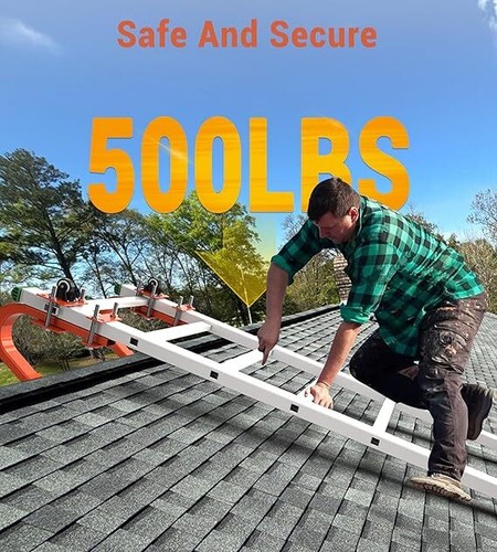 Steel Ladder Roof Hook Stabilizer 2 Pack w/Wheel and Rubber Grip 500Lbs for Roof - Picture 11 of 42