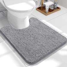 OLANLY Toilet Rugs U-Shaped 24x20, Extra Soft Absorbent Chenille Contour Bathroo