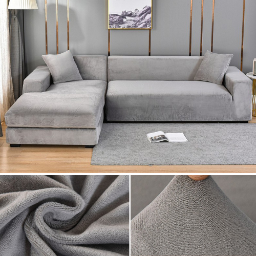 Samt Sofabezug dick elastisch 1/2/3/4 Sitzer L Form Ecke Stretch Bezug - Bild 16 von 35