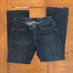 Loft-Womens-Dark-Wash-Curvy-Boot-Cut-Jeans-Size-2-hemmed