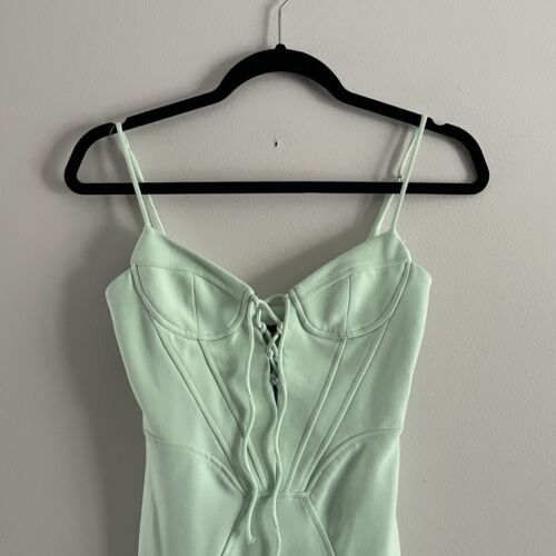 Zara Women XS Mint Green Y2K Spaghetti Straps Mini Bodycon Corset Dress NWT - Picture 3 of 11