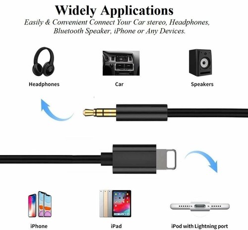 Câble auxiliaire pour iPhone 3,5 mm fil voiture transfert stéréo audio musique adaptateur iOS - Photo 5/45