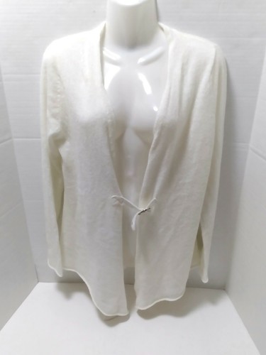 COLOUR WORKS KNIT BUCKLED FRONT CARDIGAN OPEN TOP WOOL BLEND SIZE L CREAM - Picture 1 of 11