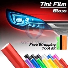 Gloss Headlight Protection Film Tint Taillight Fog Side Marker Lights Vinyl Wrap