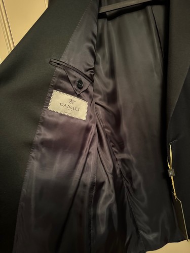 NWT Canali Men’s Wool 1-Button Dinner Jacket in Navy IT-54S Italy $1695 - Picture 3 of 6