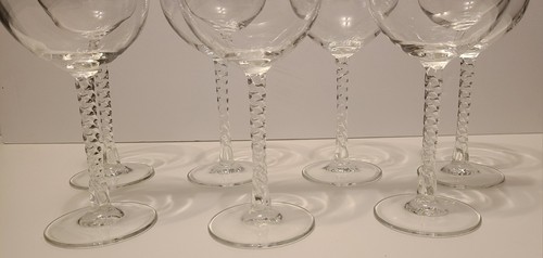 Vintage Clear Glass Wine Glasses Clear Spiral Twist Stem 7 1/4" (Lot Of 7) - Bild 8 von 11