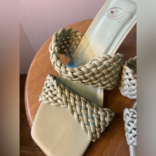 Minty Green Double Braided Strap Kitten Heels Womens Size 6 - Picture 7 of 7