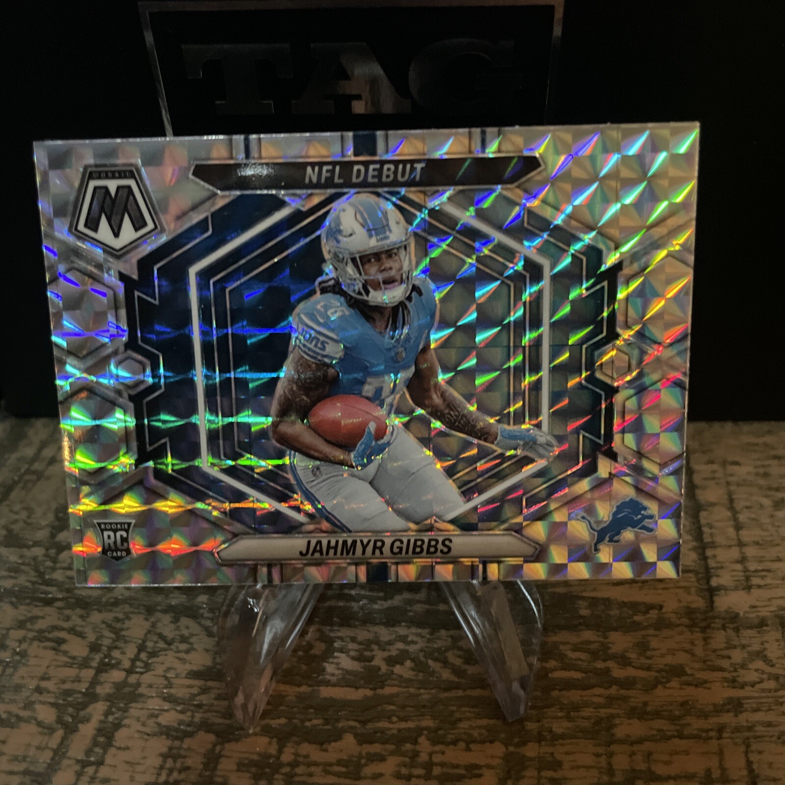 2023 Panini Mosaic Jahmyr Gibbs RC NFL Debut Silver Mosaic Prizm #ND-10