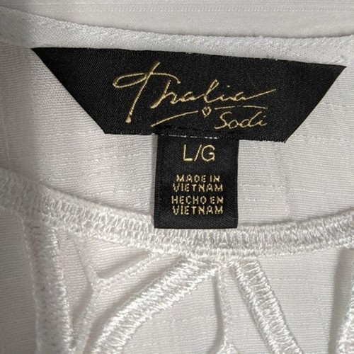 Thalia Sodi Crochet-Applique Handkerchief-Hem Tank Top Summer White L - Picture 5 of 6