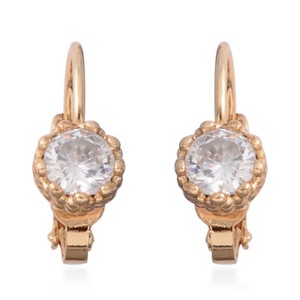 White-Cubic-Zirconia-CZ-Goldtone-Lever-Back-Earrings-Jewelry-for-Women-1-58-Ct