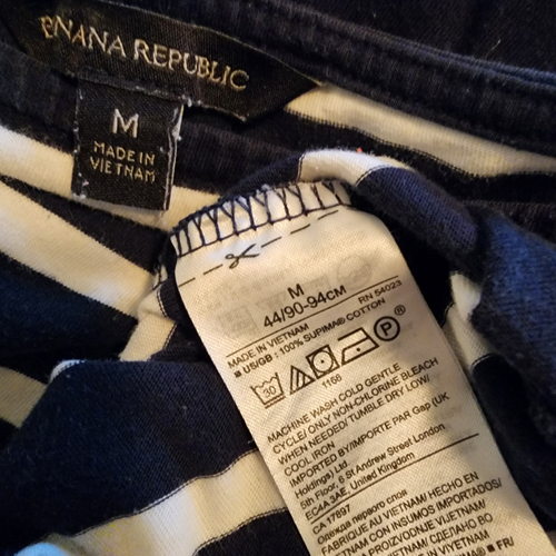 BANANA REPUBLIC blue striped cotton blouse- size M - Picture 4 of 4