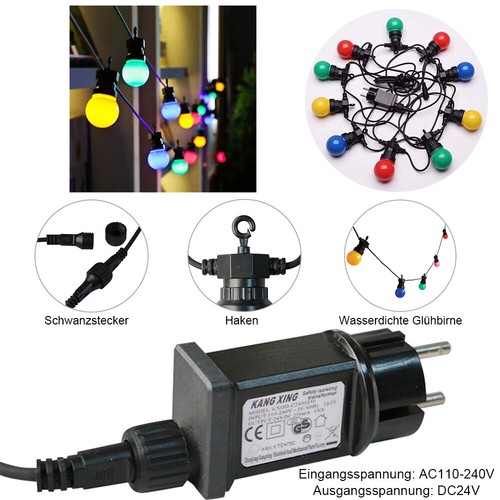 Lichterkette Außen Strom 10/20er G50 LED Birnen Garten Balkon Party Beleuchtung - Bild 16 von 16