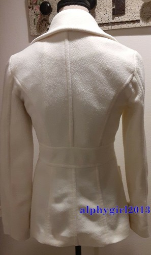 Forever 21 S/P Damen Mantel weiß Shirpa außen Knopfleiste 2 Taschen Langarm - Bild 5 von 11
