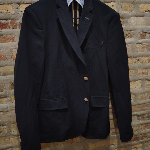 ZARA Man Men's 38R Black Blazer Gold Tone Buttons Classy Fit Party Work Weddings - Picture 2 of 7