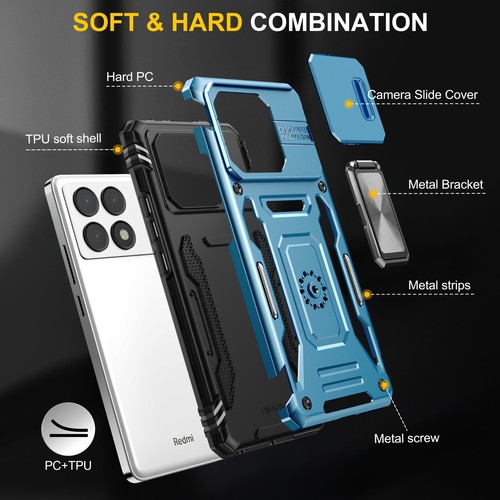 Magnetic Lens Protective Phone Case With Holder For Xiaomi Redmi Note 14S 14T 9C - Picture 41 of 69