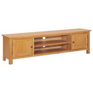 Syle Rustique Meuble Tv Nouveau En chêne Massif Console Unité 2 Porte Etagères