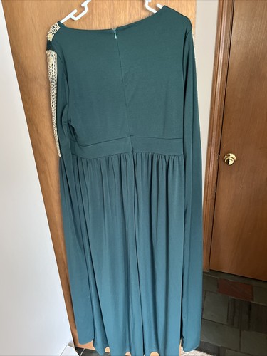 Giffniseti Raccolta Carta Green Gold Dress Long Sleeve Gown Womens Sz XL New! - Picture 3 of 5