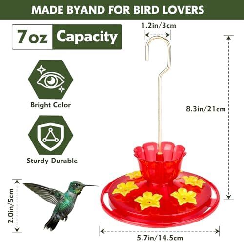 Hummingbird Feeders for Outdoors Ant Bee Proof Leak-Proof,2 Pack 7 Ounces Plasti - Picture 2 of 7