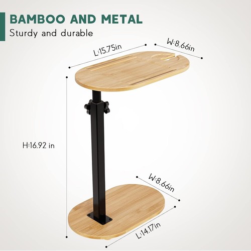 Bamboo Bathtub Tray Table with Adjustable Height, Freestanding Bath Natural - 第 6/6 張圖片