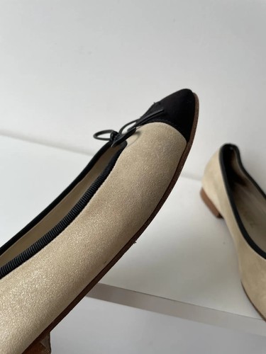 Chanel Wildleder Ballerinas Leder CC Kappe Zehenpartie Schleife Damen Größe 37 - Bild 13 von 21