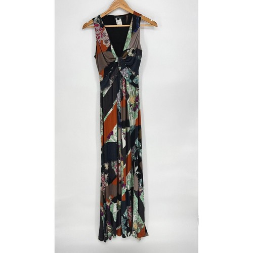 Etro Milano Abstrat Colorful Patchwork Maximalism Stretch Flowy Maxi Dress Sz 6 - Picture 1 of 11