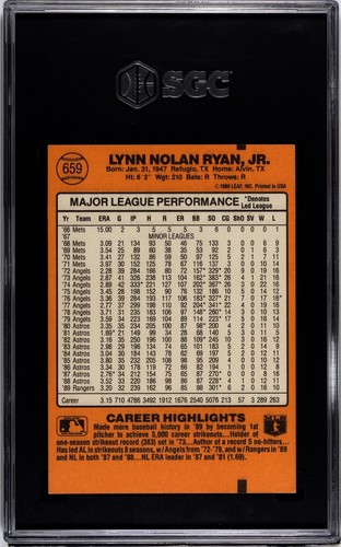 1990 Donruss Nolan Ryan #665 ERROR WRONG BACK #659 - Bild 2 von 2