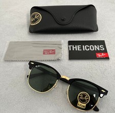Ray-Ban Clubmaster RB3016 W0365 Sunglasses Black Frame NEW + Case