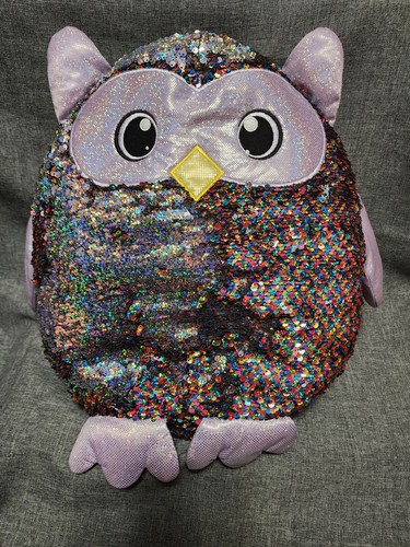 Shimmeez Flip Pailletten Eule Plüsch 15 Zoll Wende Regenbogen Silber Stofftier - Bild 1 von 6