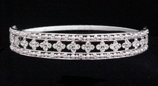 Crystal Rhinestone With Pearl Silver Headpiece.1 inch Tall. 5.25 Inches Diameter