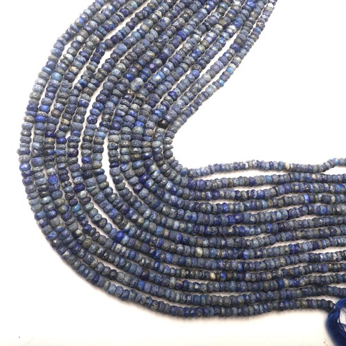 Piedras preciosas rondelle facetadas de lapislázuli natural hilo de 13 pulgadas cuentas de 4 mm - Imagen 1 de 6