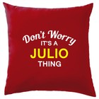 Don't Worry It's a JULIO Thing! Cushion Surname Custom Name Family Cover