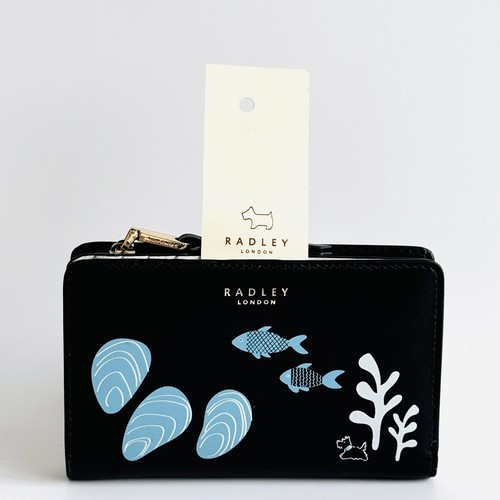 RADLEY Sea Swimming schwarze mittelgroße Lederhandtasche mit Doppelfaltung - neu mit Etikett - UVP 79 £ - Bild 2 von 5