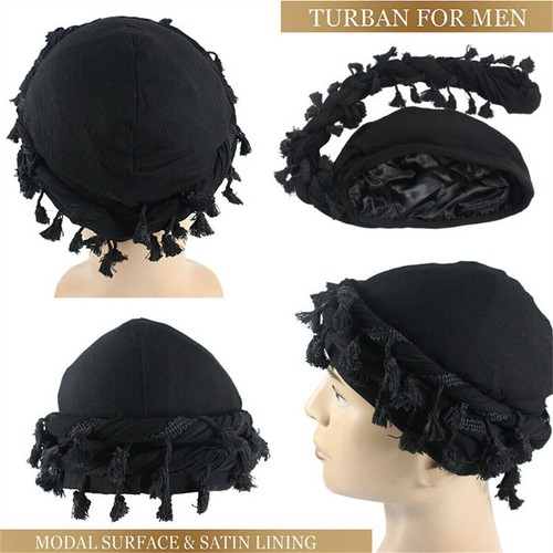 Women Men Muslim Durag Turban Head Wrap Satin Lined Head Scarf Hat Cap Cover - Picture 12 of 19