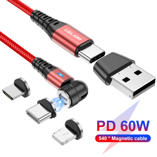 3 in 1 PD 60W USB C To Type-C Micro USB iOS Magnetic 3A Fast Charging Data Cable - Picture 3 of 28