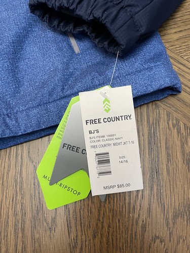 FREE COUNTRY HOODED SKI SNOWBOARD JACKET BOYS 14-16 NAVY AND BLUE INSULATED NWT - Picture 3 of 12