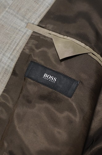 HUGO BOSS Jayden 1 brown Plaid Elbows Coat Jacket Linen Wool 48 R eu 58 - Picture 9 of 11