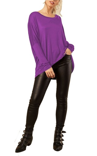 Plus Size Women Long Sleeve Jersey Tunic Top Ladies Loose Jumper Pullover Blouse - Picture 67 of 100