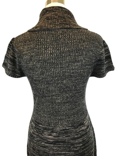 Vestido Suéter Calvin Klein Talla S Marrón Variegado Manga Corta Capucha Cuello Mujer - Imagen 10 de 11