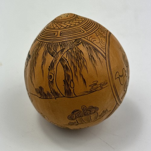 Vintage Chinese Finely Engraved Dry Gourd Shaker - Picture 3 of 8
