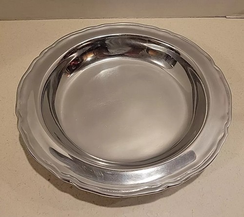 Wilton Armetale 10,5" GROSSE POLIERTE ZINN SERVIERSCHALE KÖNIGIN ANNE MUSTER USA - Bild 1 von 5