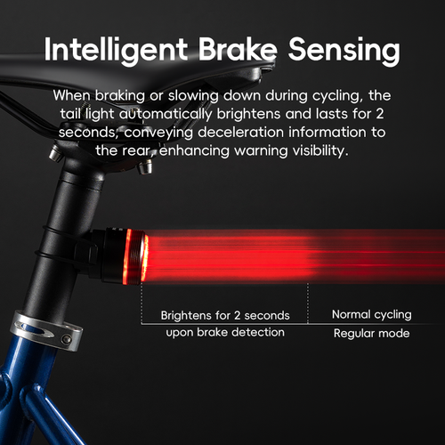 ROCKBROS Waterproof LED Bicycle Light Smart Synchronized Bike Rear Light - Picture 5 of 12